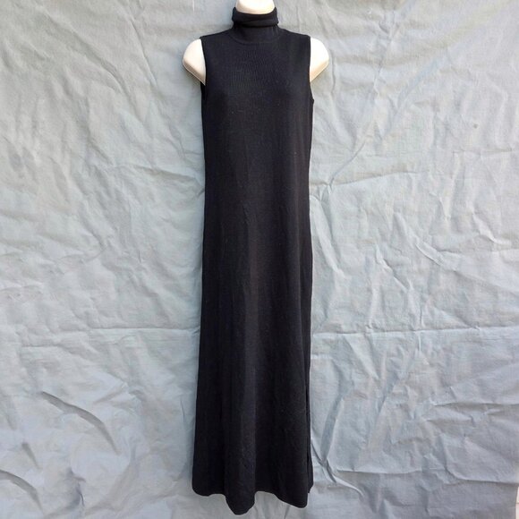 JohnPaulRichard Dresses & Skirts - Uniform JohnPaulRichard Size S Black Knit Sleeveless Dress Turtleneck Maxi VTG